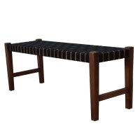 SM-SK-01 BLACK LEATHER STRAPPED BENCH 120X40X46